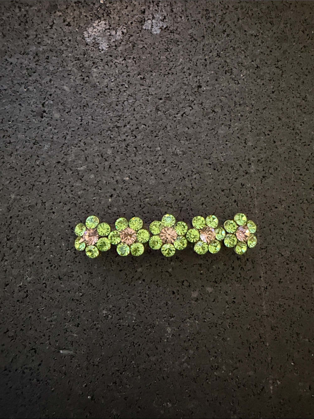 Authentic Michal negrin Green and pink Floral crystals hair clip barrette